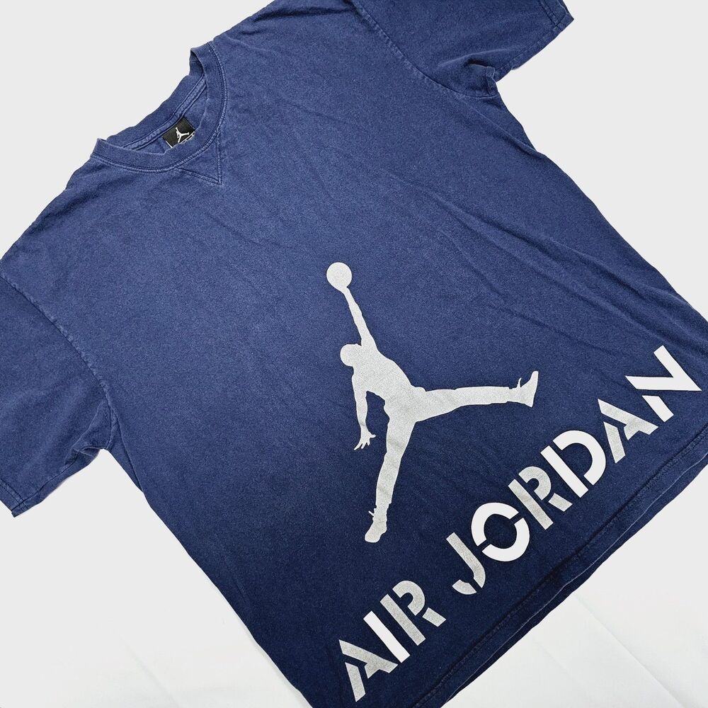 Air Jordan T Shirt Jumpman Logo Mens Large Spellout Navy Blue